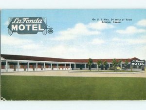 Unused 1950's LA FONDA MOTEL Liberal Kansas KS u3296