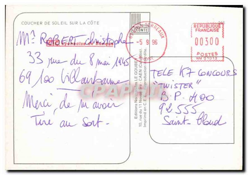 Modern Postcard Sunset Over La Cote