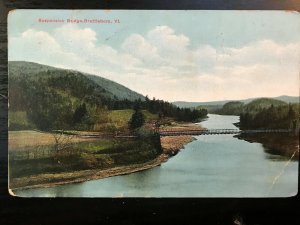 Vintage Postcard 1915 Suspension Bridge Brattleboro Vermont