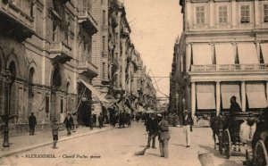 Egypt Alexandria Cherif Pacha Street Vintage Postcard 08.99 