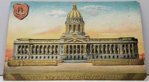 Frankfort Kentucky New State Capitol Gold Embossed Coat of Arms 1909 Postcard C7