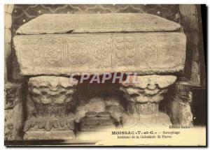 Old Postcard Moissac Sarcophagus Interior of the cathedral St Pierre