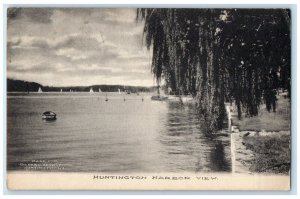 1908 Huntington Harbor View Sailboats Long Island New York NY Antique Postcard