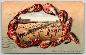 1907 Mid-Day On Beach Atlantic City New Jersey NJ Chairs Cabanas Posted Postcard