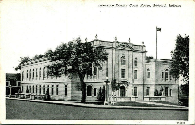 Vtg Postcard - Bedford Illinois IL - Lawrence County Courthouse UNP