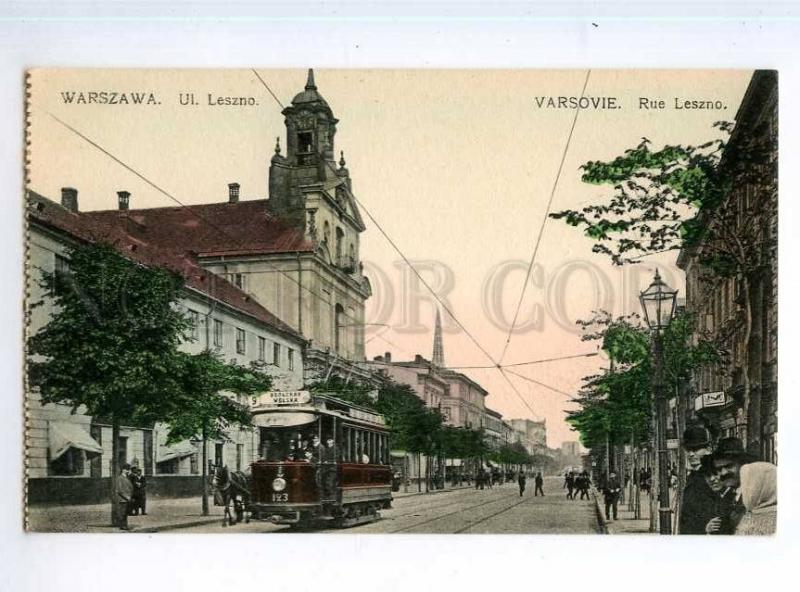 247032 POLAND WARSZAWA Leszno street TRAM Wolska OLD tinted PC