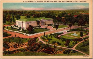 Vtg Cleveland Ohio OH Birdseye View Art Museum & Fine Arts Garden 1930s Postcard