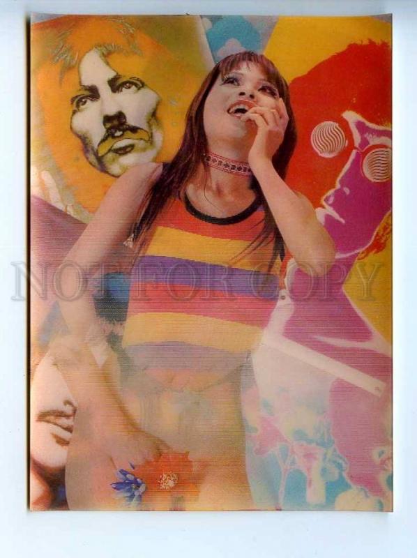 251674 BEATLES PIN UP NUDE girl OLD 3-D lenticular postcard