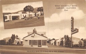 Teddy Roosevelt Motel US 50 Oakland California sepia postcard