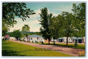 c1940 All States Court Manitou Springs Colorado CO Vintage Unposted Postcard 