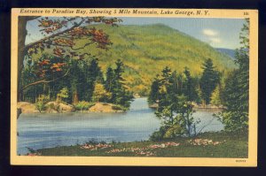 Lake George, New York/NY Postcard,Entrance To Paradise Bay, 5 Mile Mountain