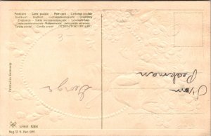 Easter Greetings, Shepherd with Hen, Chicks Embossed Vintage Postcard Z07