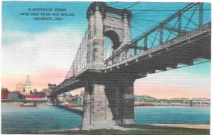 US  Ohio. Suspension Bridge over Ohio River. Cincinnati, Ohio