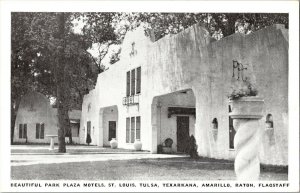 View of One of the Park Plaza Motels, TX OK NM AZ MO Vintage Postcard I42