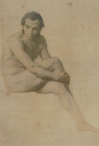 William Mulready Seated Male Nude Risque Victorian Painting Postcard