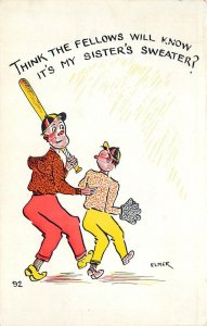 Postcard 1950s Baseball comic humor artist impression TP24-237