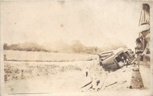 G2/ Interesting Real Photo RPPC Postcard c1910 Train Wreck Disaster 17