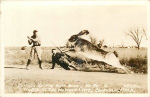 1940s Buffalo Oklahoma Cafe Cunard Rabbit Exaggeration RPPC Postcard 25-11623