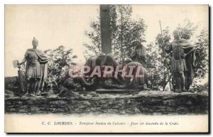 Old Postcard Lourdes Thirteenth Station of Calvary Jesus came down from the C...