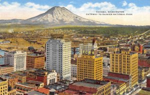 Tacoma, Washington Gateway To Rainier National Park ca 1940s Vintage Postcard