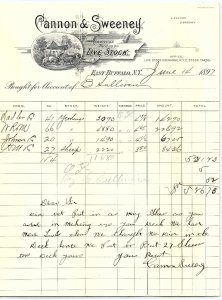 1897 EAST BUFFALO NY CANNON & SWEENEY BUYERS OF LIVESTOCK BILLHEAD INVOICE Z4070