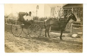 Two Men, Horse & Buggy     RPPC