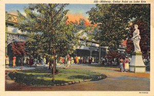 Midway Amusement Park Cedar Point Lake Erie Ohio linen postcard