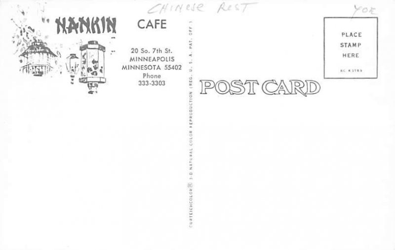 Nankin CafÈ Nankin CafÈ  - Minneapolis, Minnesota MN Postcard