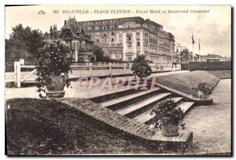 Postcard Old Fleurie Deauville Beach Royal Hotel and Boulevard Cornuche