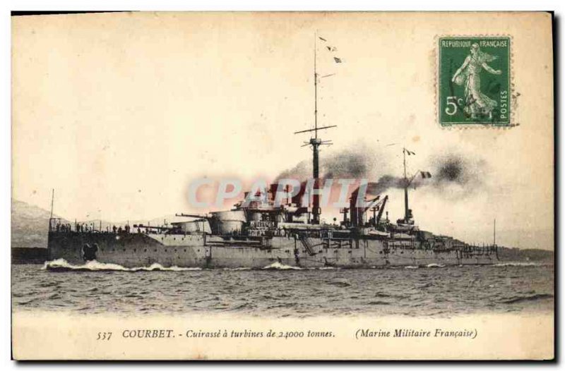 Postcard Old War Ship Courbet's Breastplate turbines