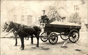 Chicago IL Cancel Horsedrawn Delivery Wagon Real Photo Vintage Postcard