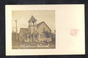 RPPC WELDON IOWA CHRISTIAN CHURCH VINTAGE REAL PHOTO POSTCARD 1907 HODGES