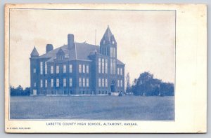 Altamont Kansas~Labette County High School Building~1908 HE Read B&W Postcard