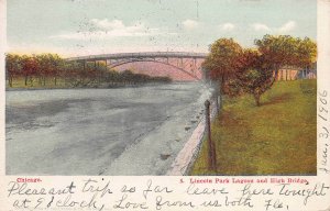 Lincoln Park Lagoon and High Bridge, Chicago, Illinois, 1906 Postcard, Used
