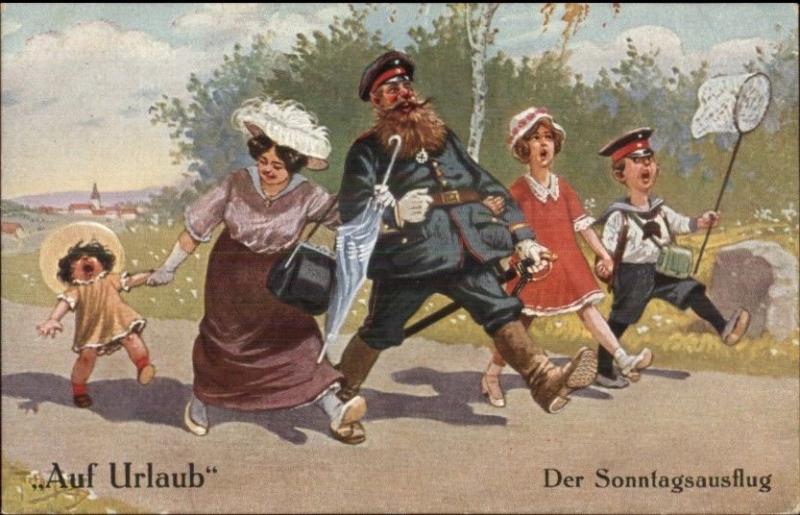 German Family on Holiday Vacation Screaming Child Arthur Thiele Postcard gfz