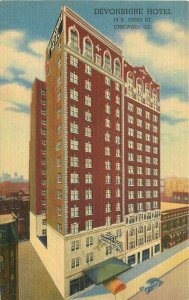 Chicago Illinois Devonshire Hotel linen Teich 1940s Postcard 20-8669