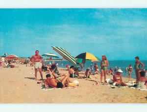 Unused Pre-1980 COLORFUL UMBRELLAS AT BEACH Jekyll Island Georgia GA v5482