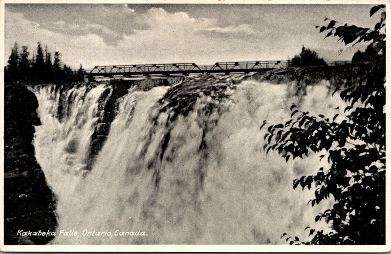 Kakabeka Falls Ontario Canada WB Postcard Bridge UNP Unused VTG Vintage 