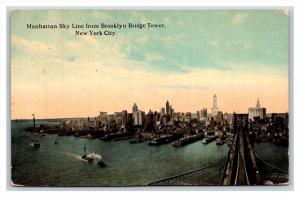 New York   Mahhattan  Sky Line from Brooklyn Bridge Tower