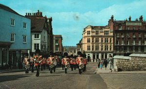 Vintage Postcard Guards Marching Band Arriving Windsor Castle Canada CAN