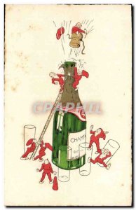 Old Postcard Leprechaun Fancy Champagne