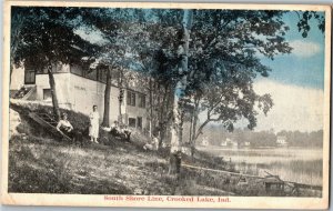 Cottages South Shore Line, Crooked Lake IN c1910s Vintage Postcard F60