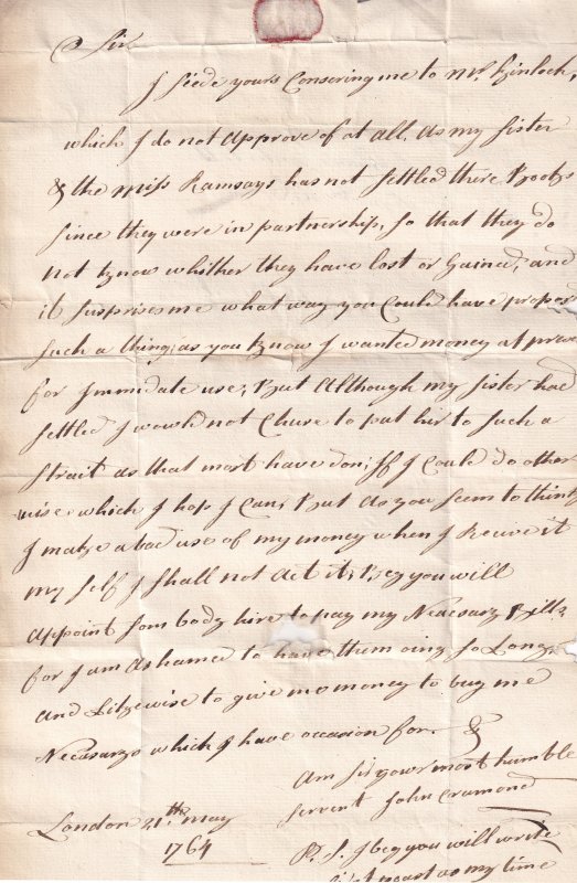 Edinburgh 1764 Medieval Calligraphy Full Hand Scottish Debt Letter