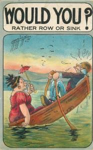 Artist Impression 1911 Carmichael Romance Humor Couple Boat Umbrella 314