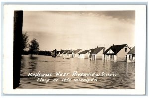 1950 Maplewood West Riverview District Flood Winnipeg Canada RPPC Photo Postcard 