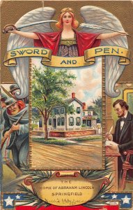 G79/ Patriotic Postcard c1910 President Abraham Lincoln Civil War Sword Pen 40