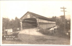 Real Photo Postcard Dorr Bridge in Rutland, Vermont