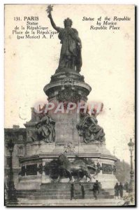 Old Postcard Paris Statue of Lion Republic