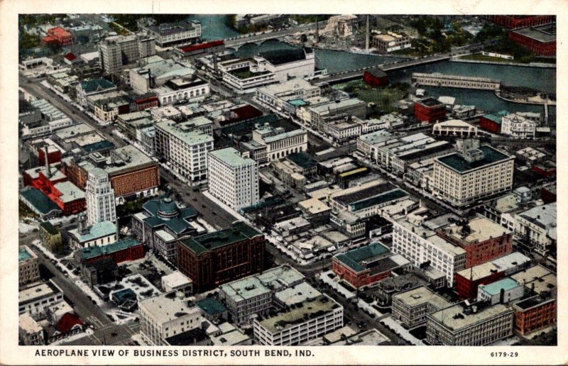 Indiana South Bend Aeroplane View Of Business District Curteich