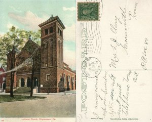 WAYNESBORO PA LUTHERAN CHURCH 1908 ANTIQUE POSTCARD